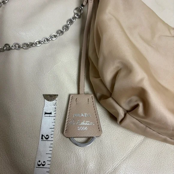 PRADA Re Edition Nylon 2006 Tessuto Beige Small Crescent Moon Bag - Picture 5 of 15